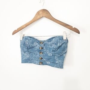 Guess printed Denim bustier Corset Festival top size xs